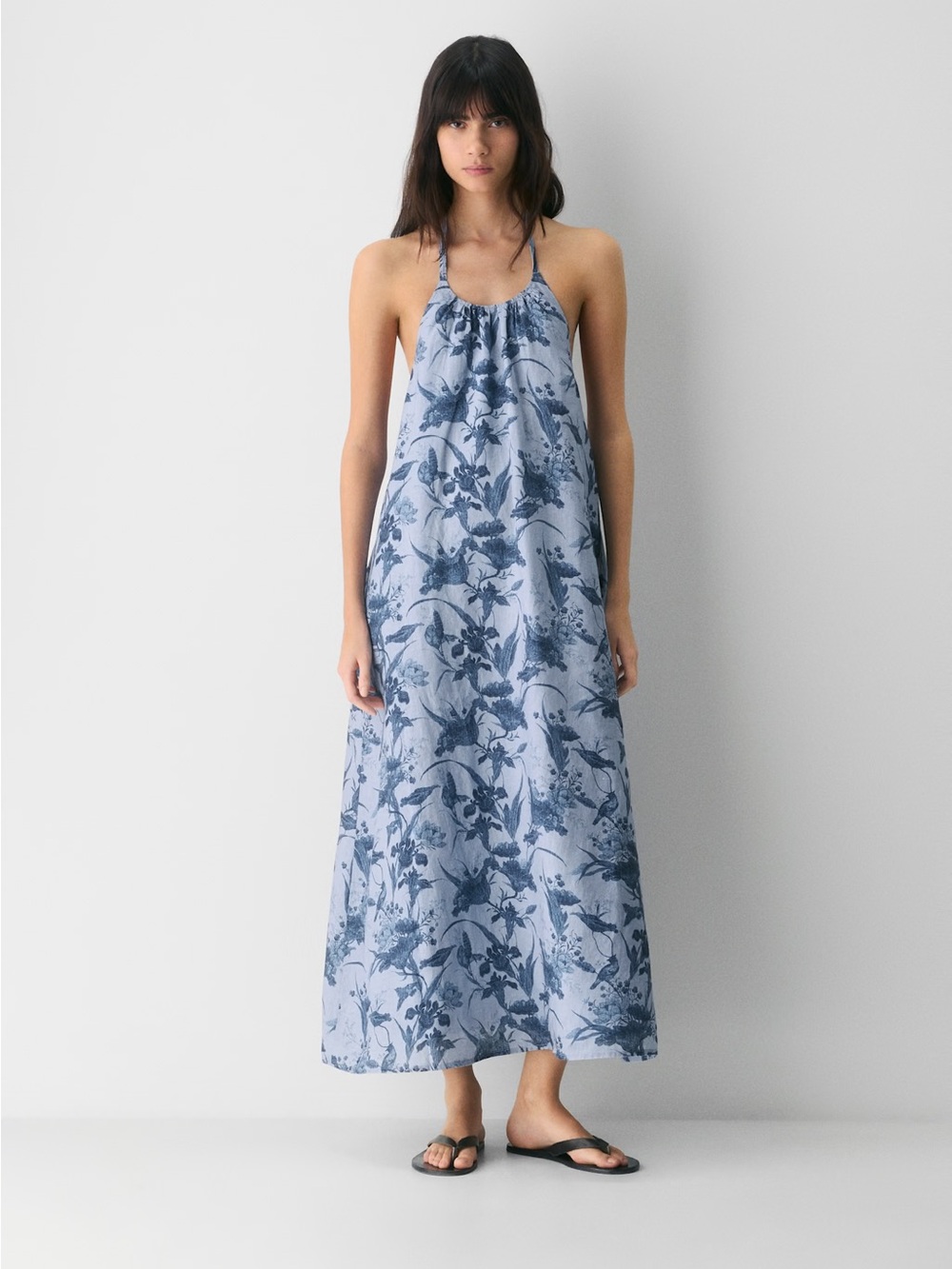 Aritzia Little Moon Sunpost Linen Halter Dress